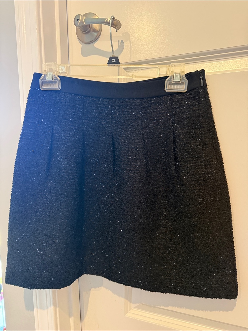 LOFT Black Bouclé A-Line Skirt